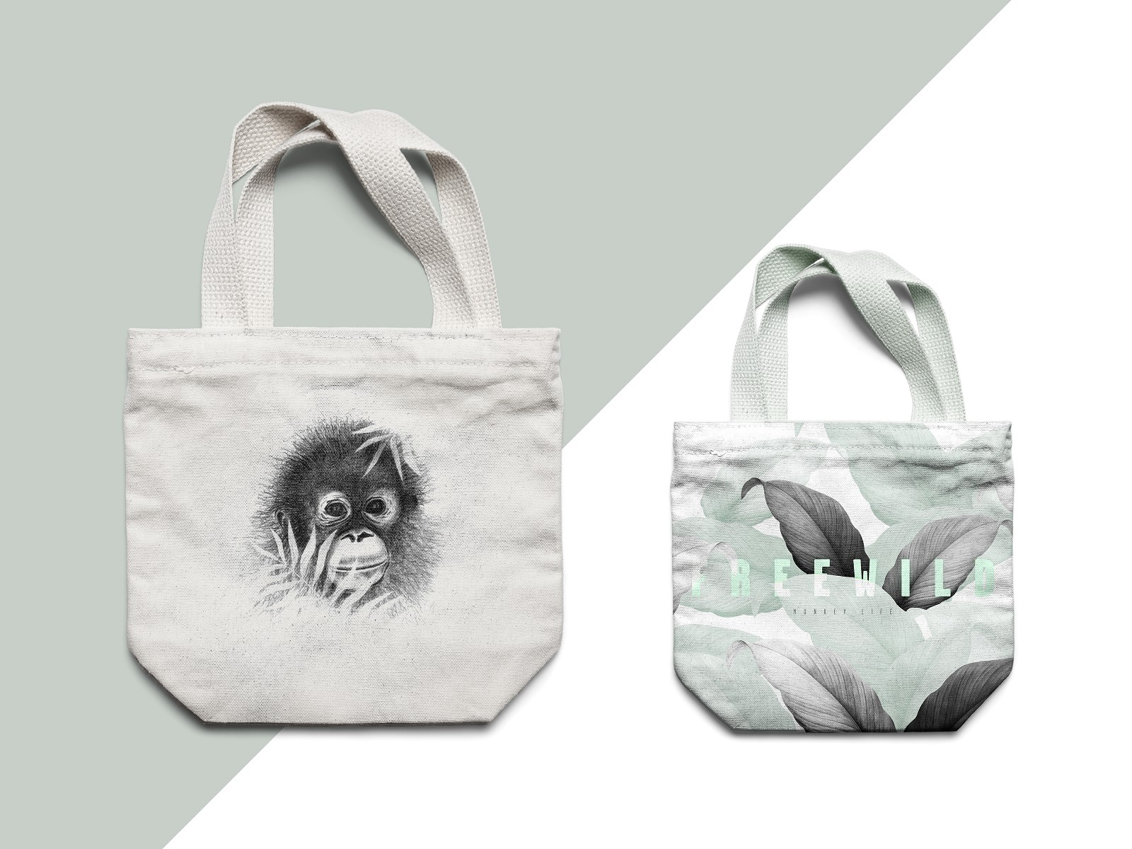 FREEWILD Monkey life illustration - Tote bags